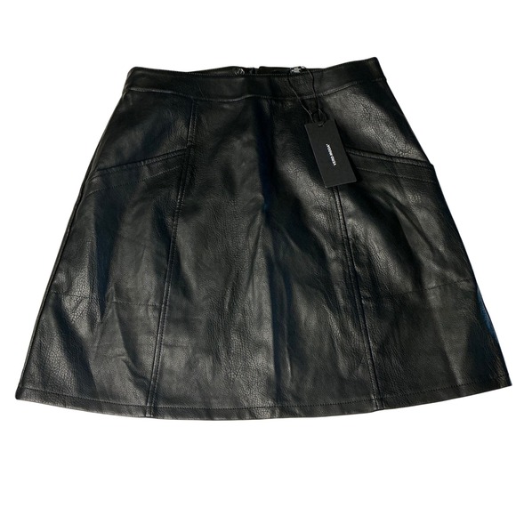 Vero Moda Black Coated Skirt A-Line Mini High Waist New Women's Small - Picture 1 of 6